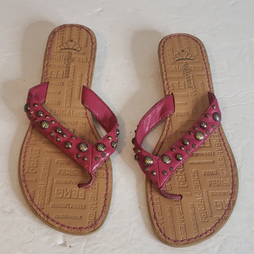 🤯3/$12 Fergalicious Magenta Thong Sandals Size 8